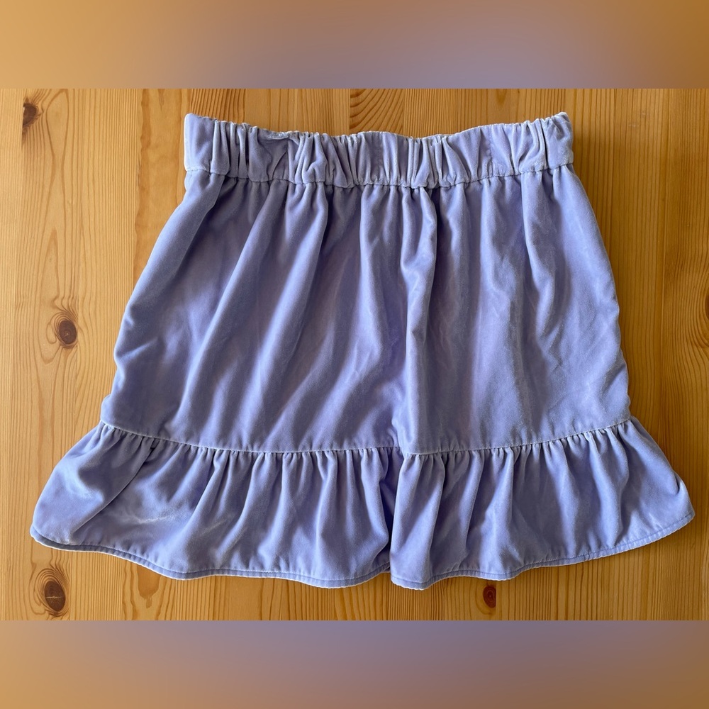 J.Crew Lilac Velvet Ruffle Miniskirt Small Side Pockets Spring Summer Church